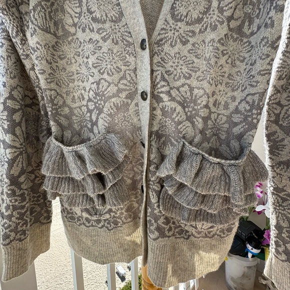 leifsdottir Sweaters - Leifsdottir Gray Floral Cardigan